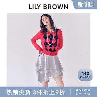 LILY 高腰不规则蕾丝拼接缎面半身裙LWFS255115 BROWN秋冬款