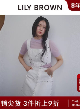 LILY BROWN春夏款 甜酷风铆钉A牛仔字短款半身裙LWFS242806