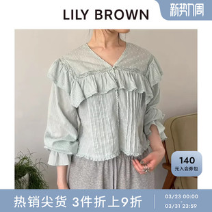 衬衫 甜美V领棉质荷叶边长袖 LWFT254064 BROWN秋冬款 LILY