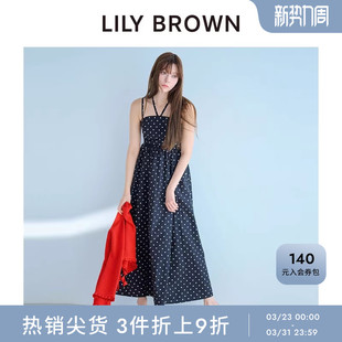 LILY 甜美吊带挂脖蝴蝶结收腰连衣裙LWFO254027 BROWN秋冬款