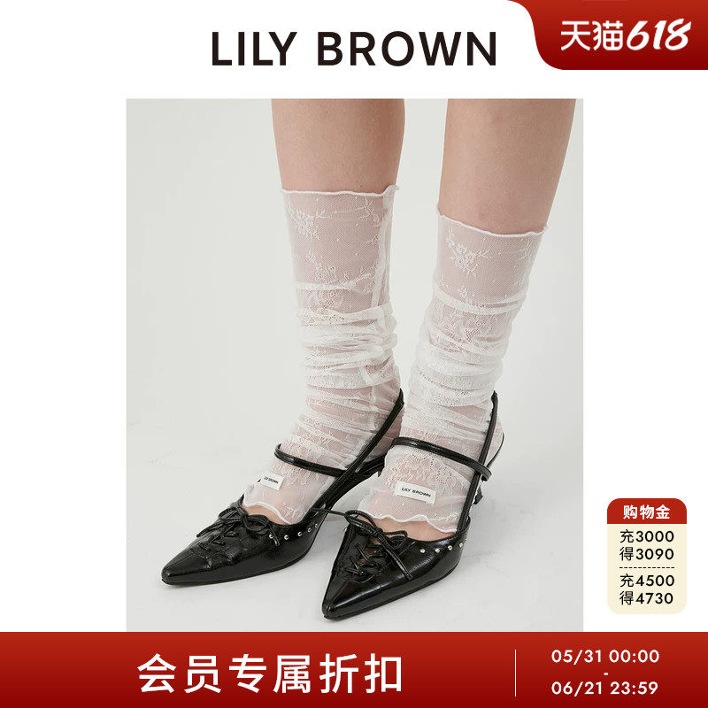 LILY BROWN2026春夏新品多用波点露趾蕾丝袜套腿套袖套LWGG262356