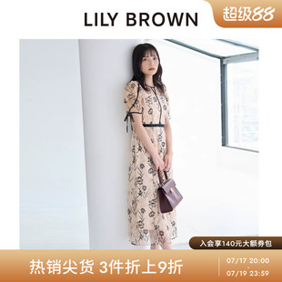 LILY BROWN秋冬款百搭圆领刺绣泡泡短袖连衣裙LWFO254199