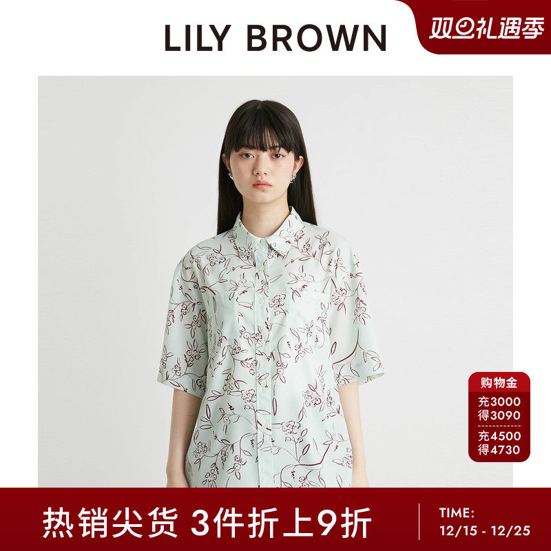 LILY BROWN春夏款度假风碎花印花雪纺小翻领衬衫LWFT242098