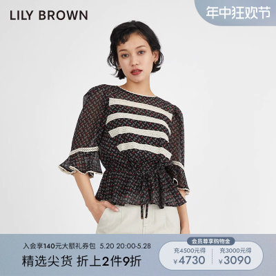 LILY法式甜美短袖女圆领上衣抽绳