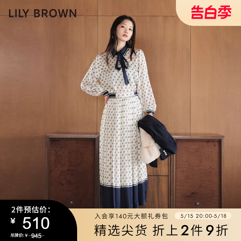 LILY BROWN秋冬款 通勤淑女印花系带蝴蝶结衬衫LWFB234195 女装/女士精品 衬衫 原图主图