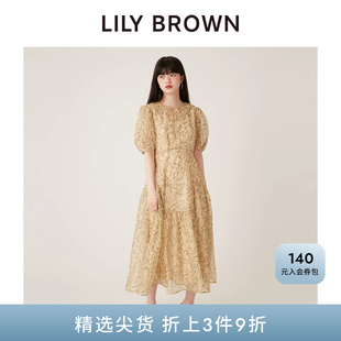 BROWN秋冬款 LILY 甜美气质雪纺印花收腰连衣裙LWFO244117