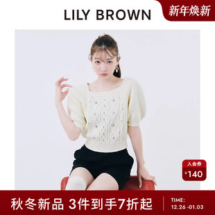针织衫 CANDY方领水钻泡泡袖 LWNT254810 BROWN2025秋冬新品 LILY