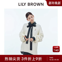 LILY BROWN秋冬款 LILY BEAR熊V领绞花针织毛衣LWNO245071