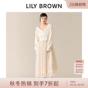 LILY BROWN2025秋冬新品针织开衫吊带薄纱连衣裙两件套LWNO255055
