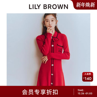 QUANT气质翻领针织连衣裙LWNO255026 MARY LILY BROWN2025秋冬新品