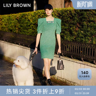 方领连衣裙LWFO231811 CANDY千金风泡泡袖 LILY BROWN春夏款