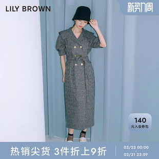 风双排扣腰带连衣裙LWFO231067 复古西装 LILY BROWN春夏款