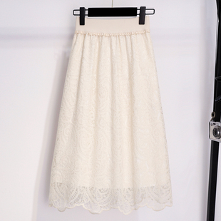 温柔风蕾丝半身裙女秋冬小个子显瘦百搭打底裙中长款直筒纱裙新款