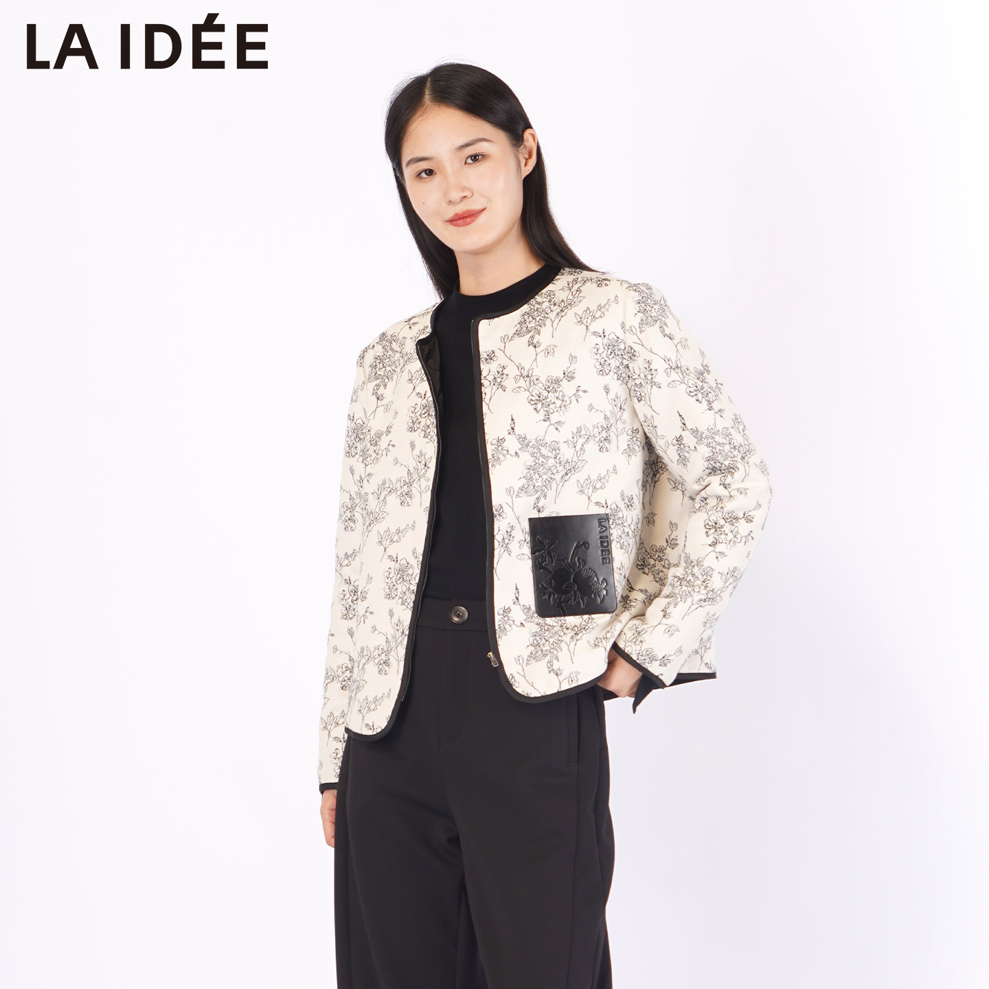 LAIDEE/罗兰伊杜极繁新中式提花短外套女撞色拼接小香风外套新款,女装/女士精品,短外套,淘宝优惠券,粉丝福利购,淘宝优惠卷