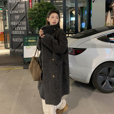 羊羔毛绒大衣女2024冬季新款