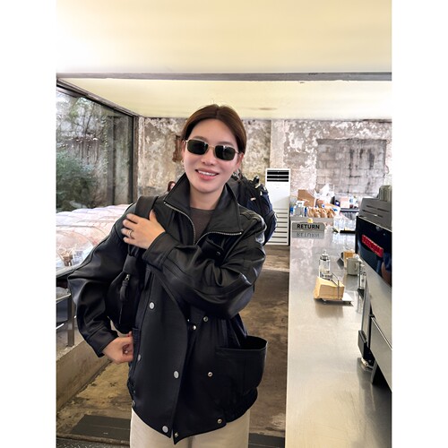 2026新款黑色重工皮衣外套女秋季美式上衣廓形翻领高级感皮夹克