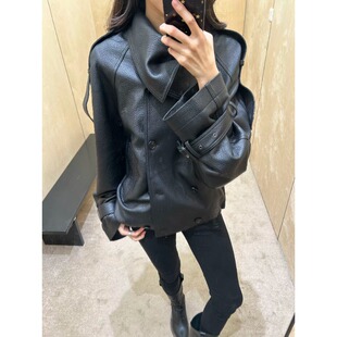 高级感立领韩系机车皮衣外套女2026早春新款收腰宽松爆款夹克外套