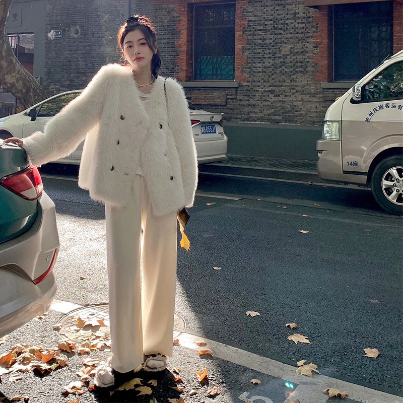 休闲风狐狸毛常规保暖皮草外套