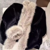 高品质设计款 气质千金 显瘦皮毛一体仿水貂毛领皮草毛毛外套