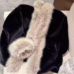 显瘦皮毛一体仿水貂毛领皮草毛毛外套 高品质设计款 气质千金