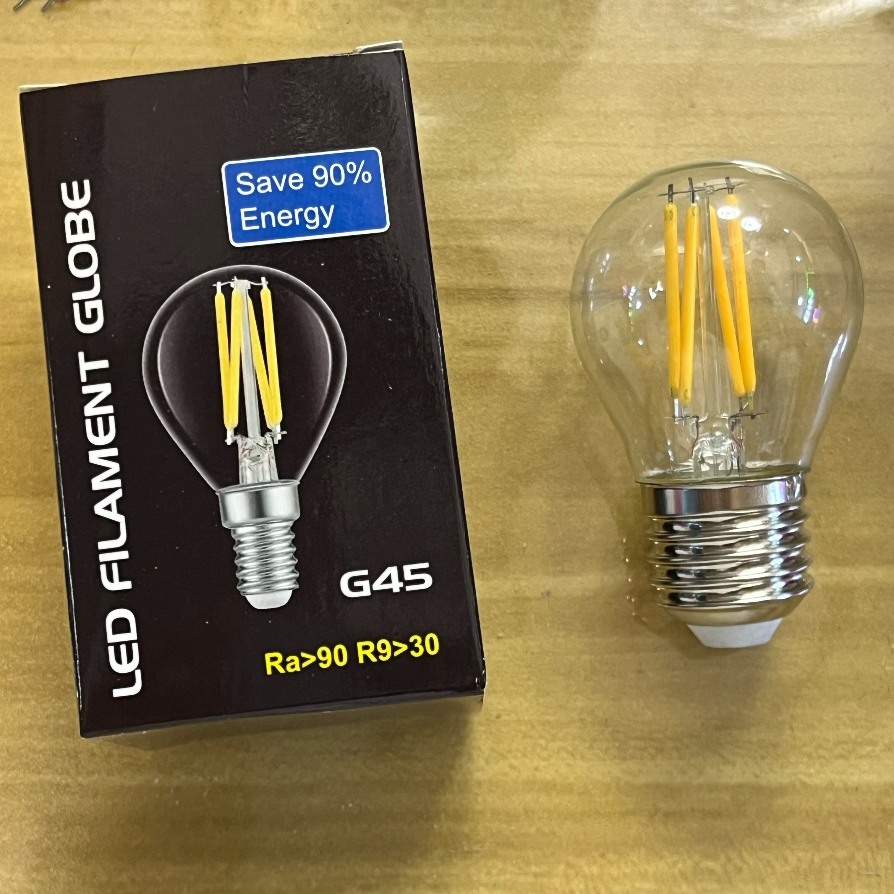 高端护眼led灯泡E27大螺口G45圆泡复古仿钨丝灯泡魔豆球泡4W暖光
