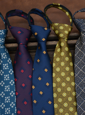 男士黑色领带西装商务高级感懒人拉链式免打韩版8cm学生手打SJS22