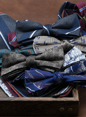 纯色花纹领结男士正装商务韩版结婚蝴蝶结黑色深蓝女潮西服SJS39