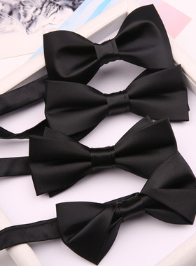 男士纯色新郎结婚领结 正装伴郎黑色藏青色婚礼蝴蝶结礼服SYH40