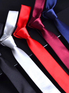 领带男手打黑色酒红色条纹正装银灰色西装商务纯色深蓝色缎面5cm