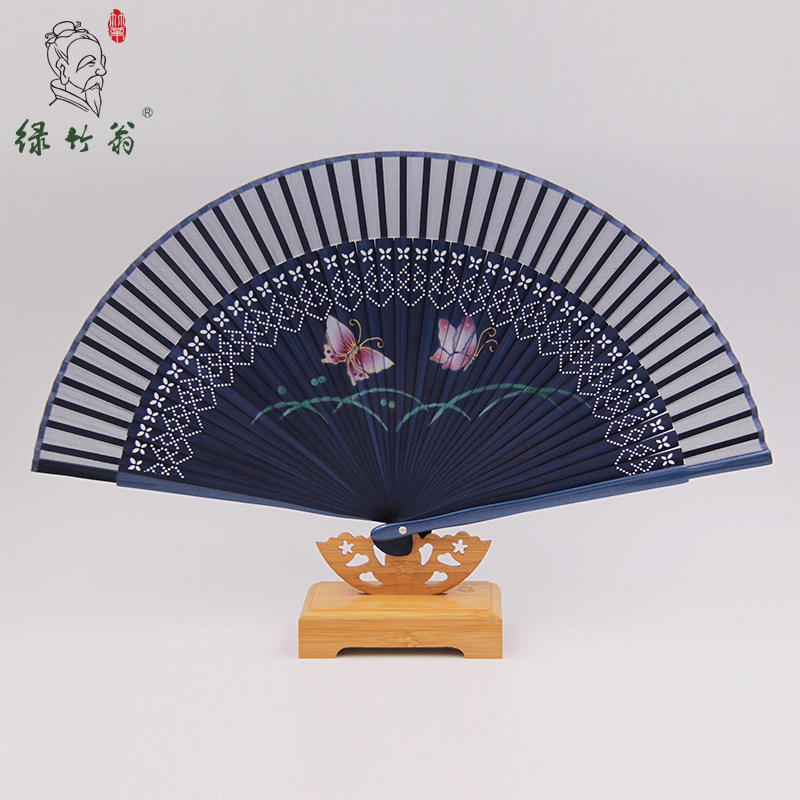 绿竹翁双十一精致折扇工艺扇纯手工真丝女扇热销竹扇子创意礼品 - 实物图