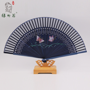 绿竹翁双十一精致折扇工艺扇纯手工真丝女扇热销竹扇子创意礼品