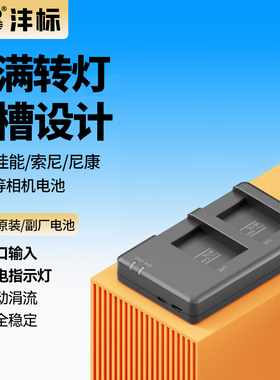 沣标USB双槽座充适用佳能g7x2 600d g7x3索尼a6400 a7c2富士x100vi xt50尼康z30理光gr2/gr3 x相机电池充电器