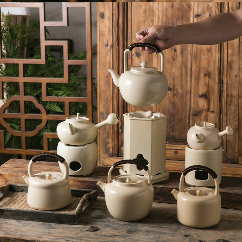 祥润堂陶瓷苏打釉白泥原矿提梁壶