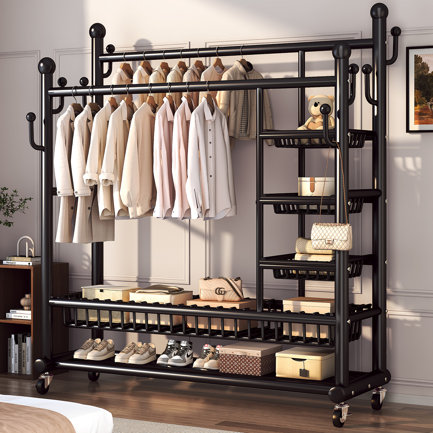 【32管巨粗】衣帽架落地室内家用