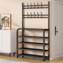 柜收纳置物架 室内家用门口多层入户省空间简易鞋 鞋 架衣帽架一体式