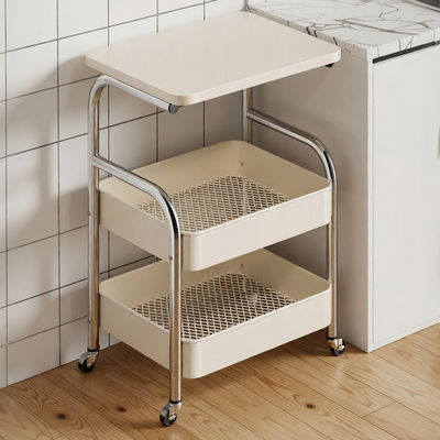 【电镀银全碳钢！】小推车置物架