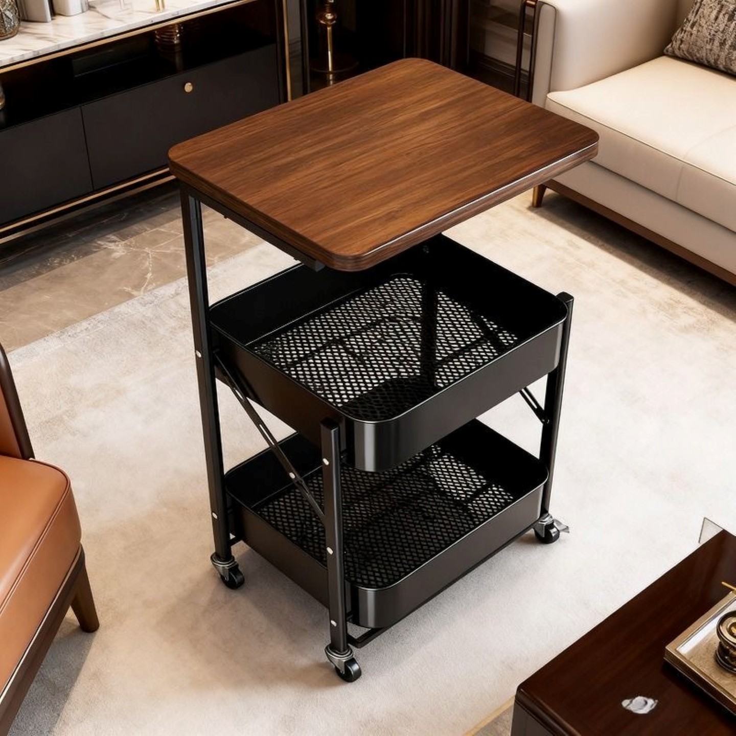 折叠中古小推车置物架落地床头柜卧室收纳客厅茶几边几零食储物架,收纳整理,整理架/置物架/收纳架,淘宝优惠券,粉丝福利购,淘宝优惠卷