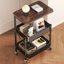中古小推车置物架落地零食收纳架床头柜折叠客厅沙发边几移动茶几