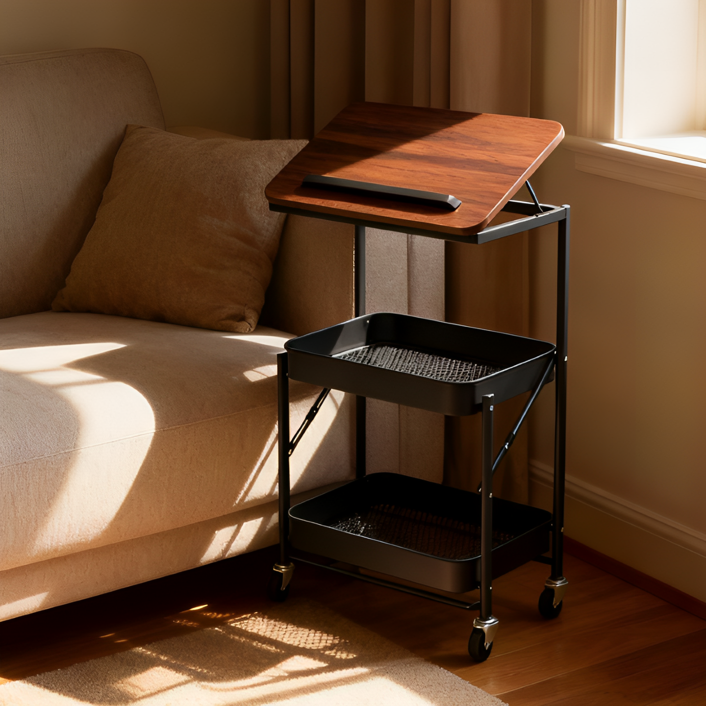 中古折叠零食置物架落地客厅移动小推车边几卧室床头柜多层收纳架,收纳整理,整理架/置物架/收纳架,淘宝优惠券,粉丝福利购,淘宝优惠卷