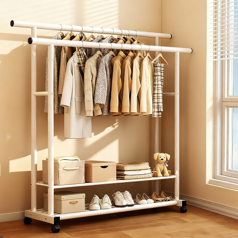 【全碳钢!无塑料】落地衣帽架