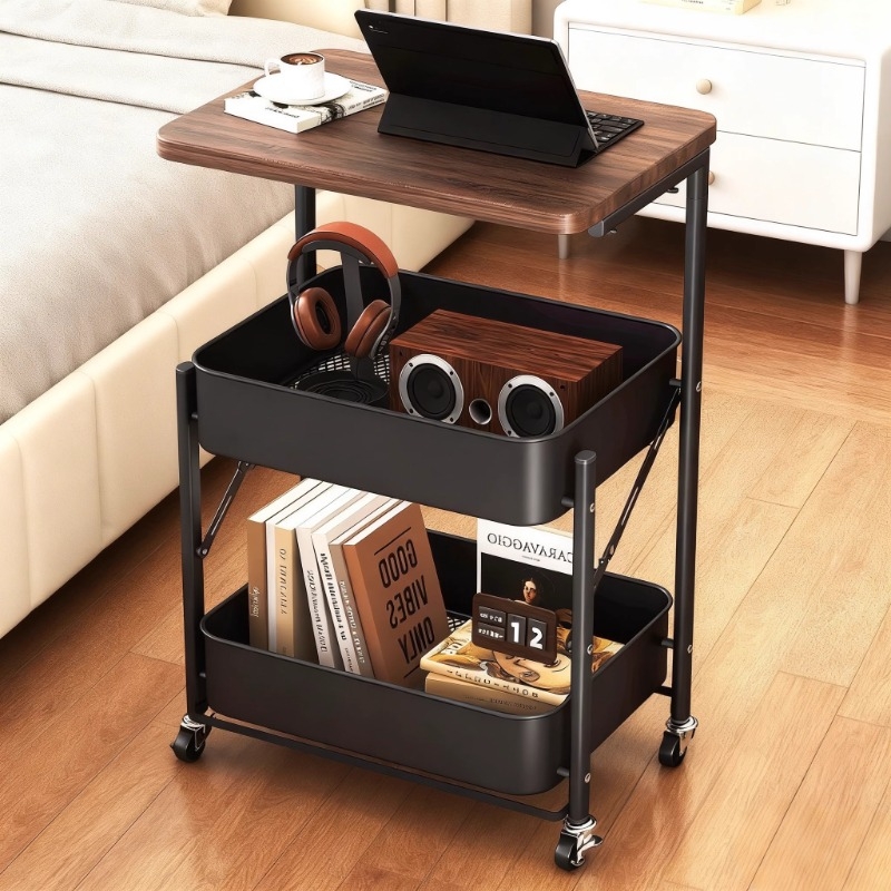 中古小推车置物架落地零食收纳架移动家用床头柜沙发客厅边几茶几