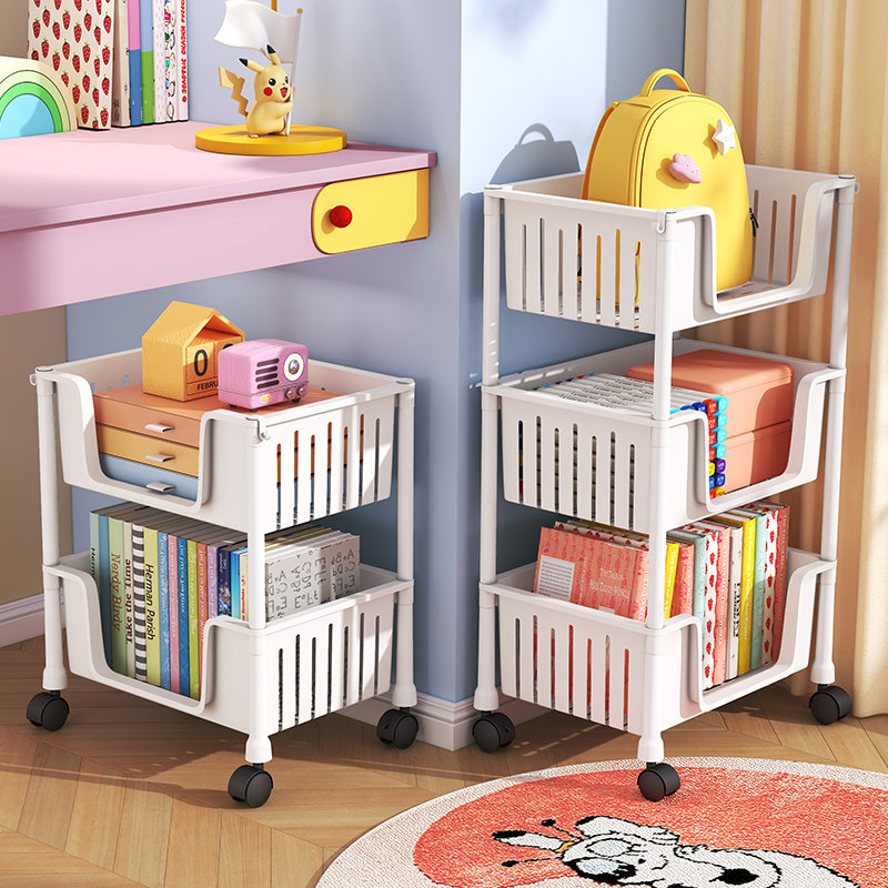 书架置物架落地可移动桌下书本收纳层架家用学生书柜零食玩具小推