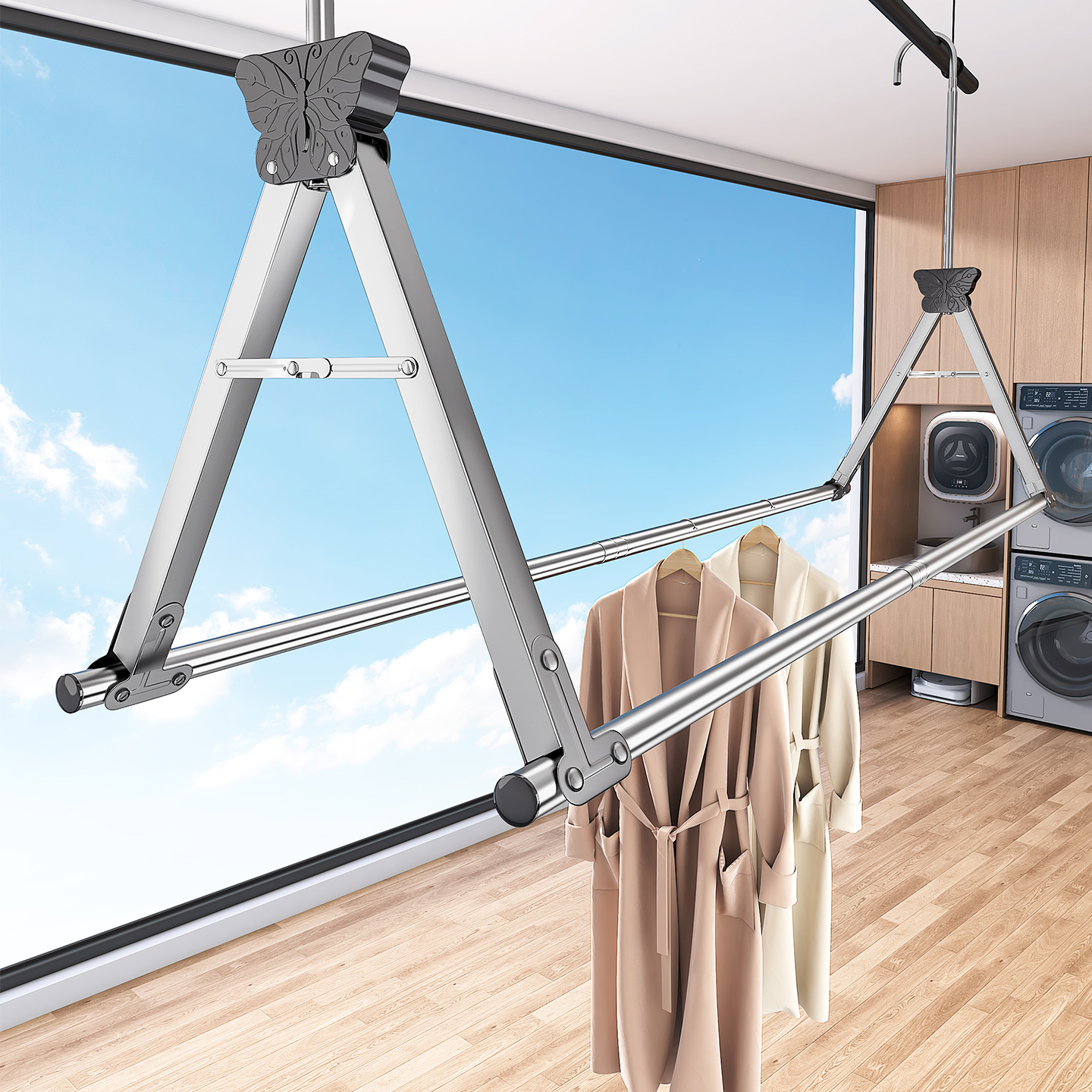 【轻松晾晒】阳台双杆伸缩晾衣架