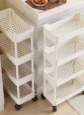 厨房夹缝置物架落地多层超窄冰箱侧缝带轮收纳架卫生间杂物小推车