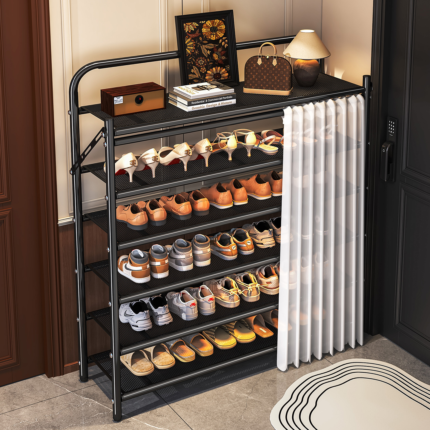 【防尘设计】可折叠免安装鞋架