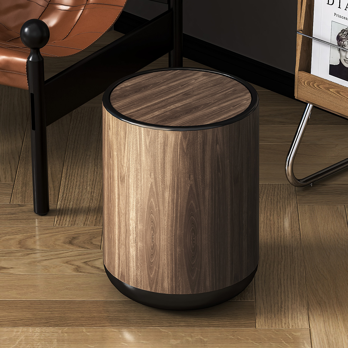 高颜值垃圾桶客厅卧室中古风家用2025新款垃圾桶卫生间大容量纸篓