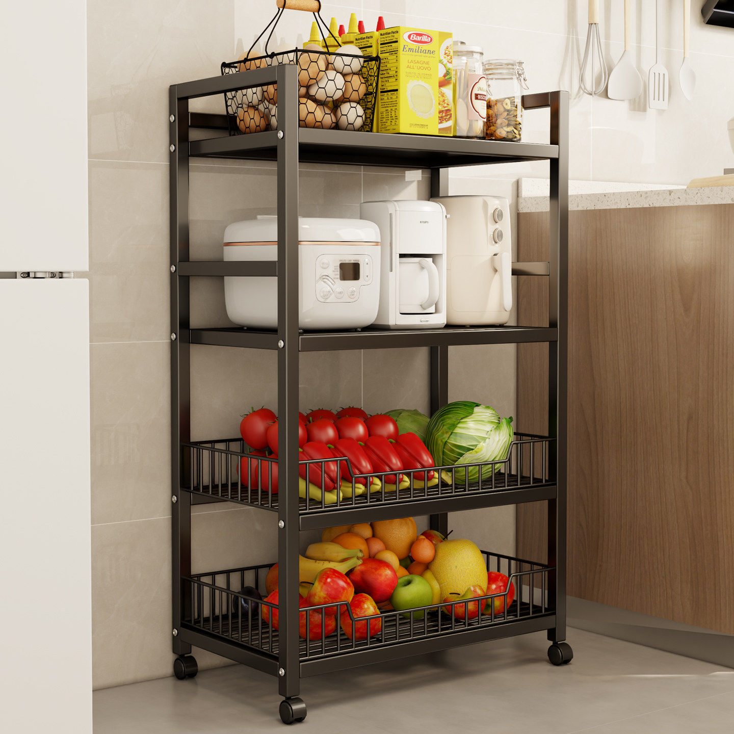 新款厨房置物架落地家用多层水果蔬菜储物架微波炉多功能收纳架子,厨房/烹饪用具,厨房置物架/置物柜/角架,淘宝优惠券,粉丝福利购,淘宝优惠卷