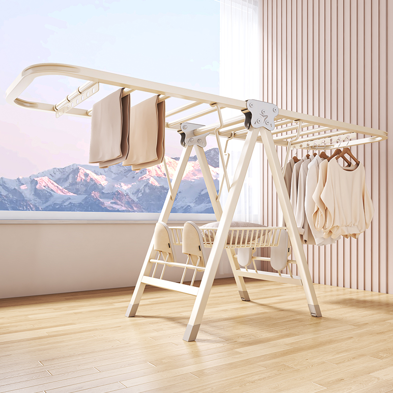 折叠晾衣架落地家用阳台凉晒挂衣架室内婴儿凉衣杆户外晒被子神器