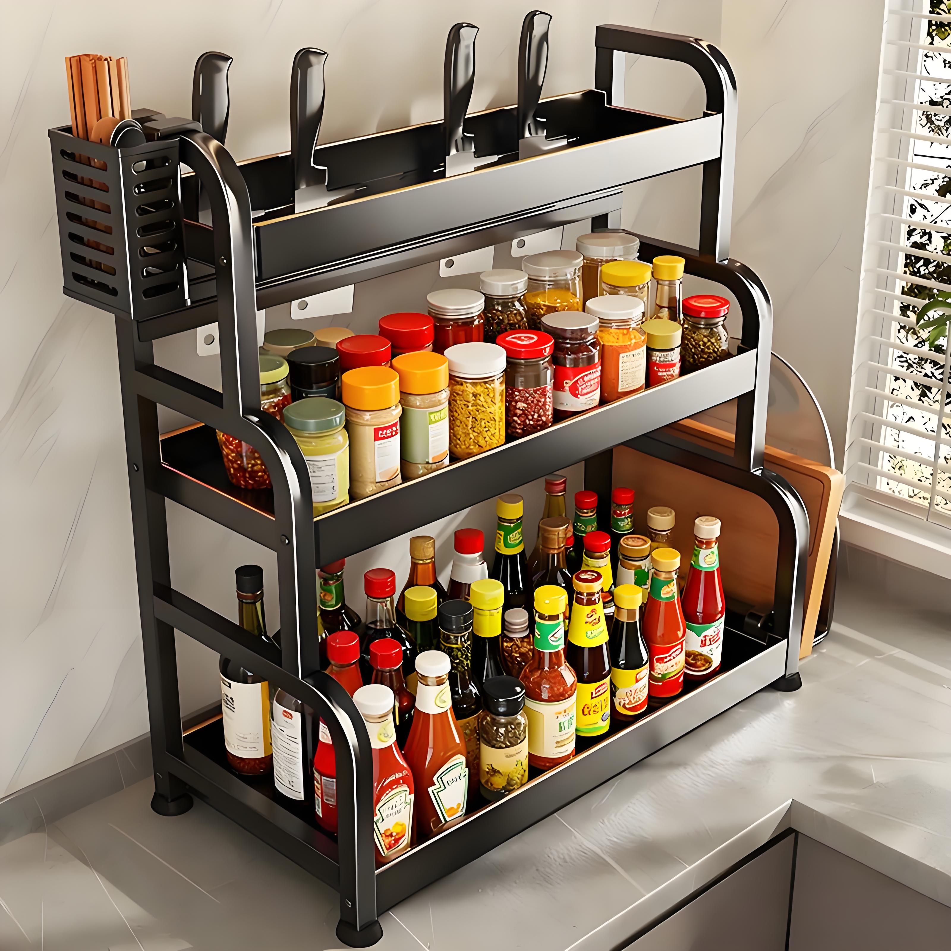 厨房多功能置物架家用刀架厨具筷子台面多层调料调味料收纳架神器