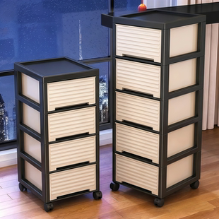 抽屉式收纳柜中古风卧室床头小推车置物架客厅零食高颜值整理架子